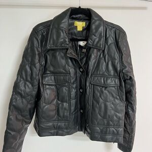 Maeve Vegan leather jacket with quilting details and super cute buttons, NWT